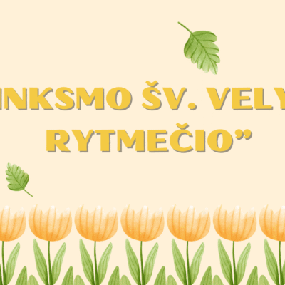 Linksmo šv. Velykų rytmečio PDF skaidrės vaikams