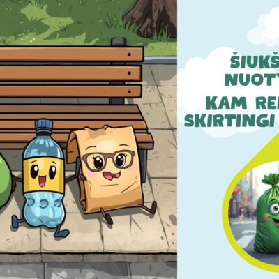 „Šiukšliuko nuotykiai“ – edukacinės skaidrės apie rūšiavimą vaikams.