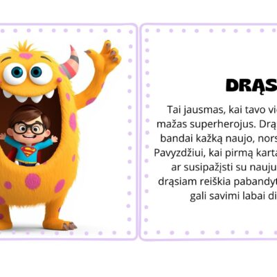 „Emocijų monstriukai“ – 30 jausmų kortelių rinkinys, padedantis vaikams pažinti emocijas suprantamai ir žaismingai!