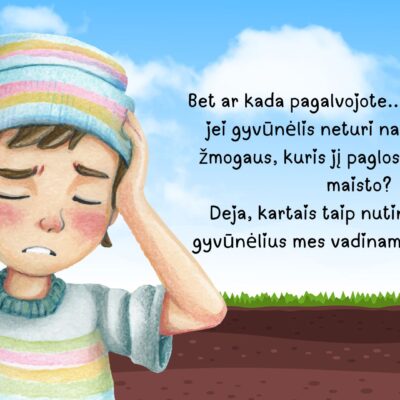 Edukacinės skaidrės vaikams (4–7 m.) apie naminius ir beglobius gyvūnus.