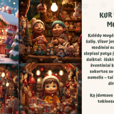 Kalėdinės mugės teminei veiklai skirtos skaidrės, supažindinančios vaikus su šventine mugės veikla, įtraukiant kūrybos ir sensorines veiklas.