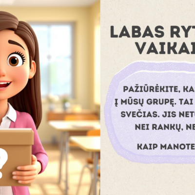 Patirtinės 29 žaismingos skaidrės ikimokykliniam ir priešmokykliniam ugdymui, skatinančios vaikų kūrybiškumą, judesį ir vaizduotę.