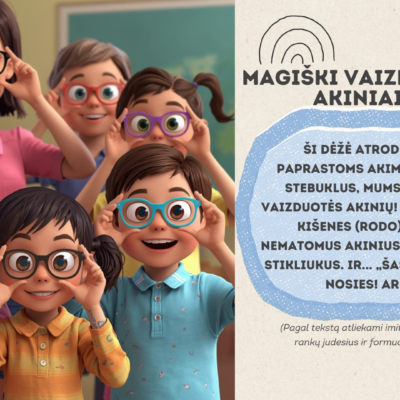 Patirtinės 29 žaismingos skaidrės ikimokykliniam ir priešmokykliniam ugdymui, skatinančios vaikų kūrybiškumą, judesį ir vaizduotę.