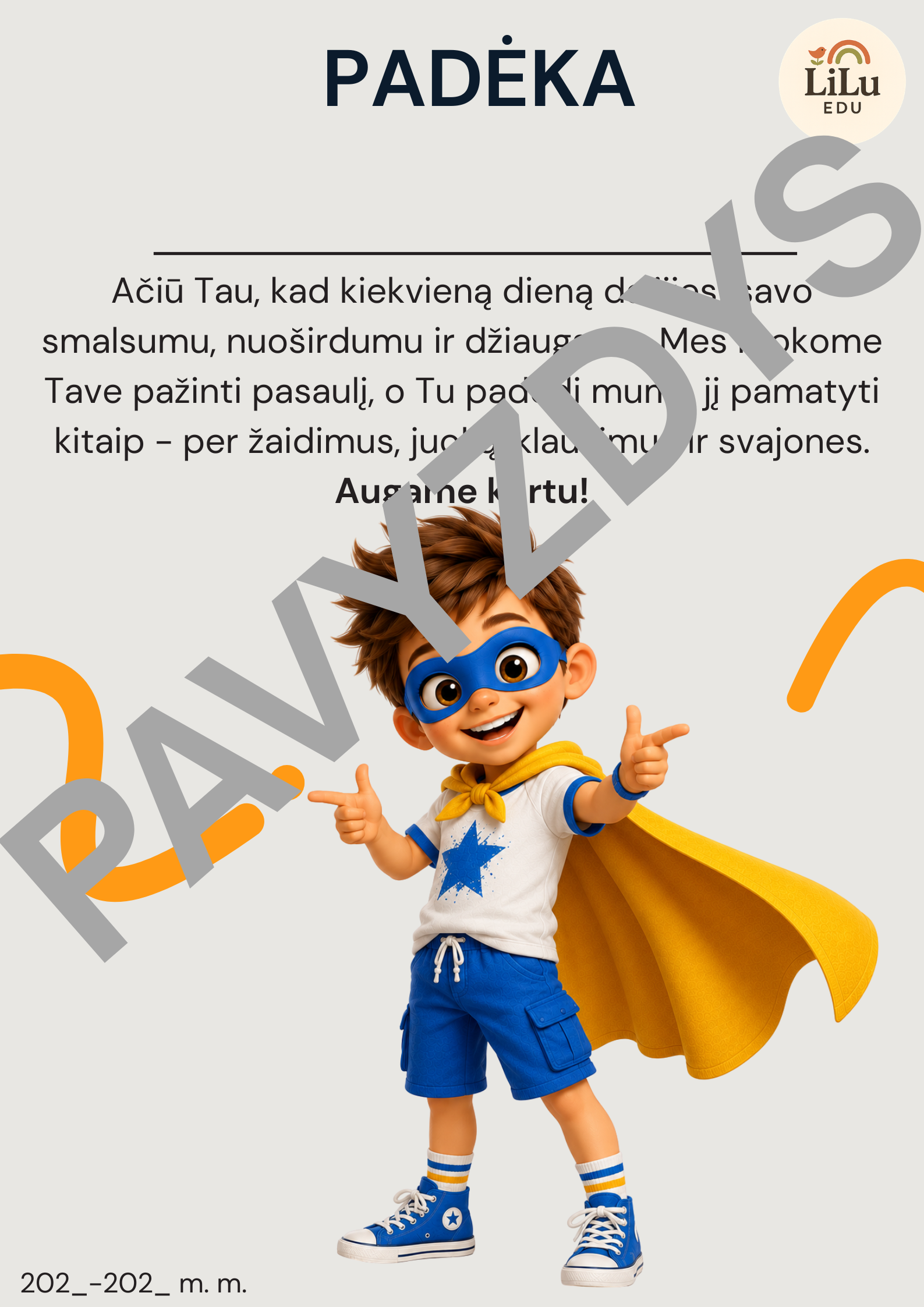 Superherojų padėkos vaikams (20 skirtingų A4 formato padėkų mokslo metų pabaigai) - Image 2