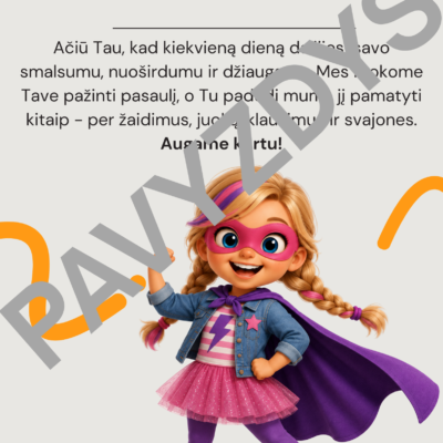 Spalvingos superherojų padėkos vaikams su skirtingais mergaičių ir berniukų personažais, skirtos mokslo metų pabaigai.