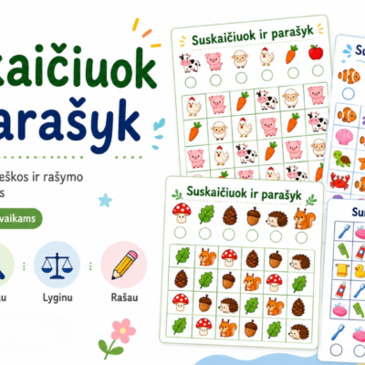 Suskaičiuok ir parašyk: 20 skaičiavimo užduočių 4–6 metų vaikams