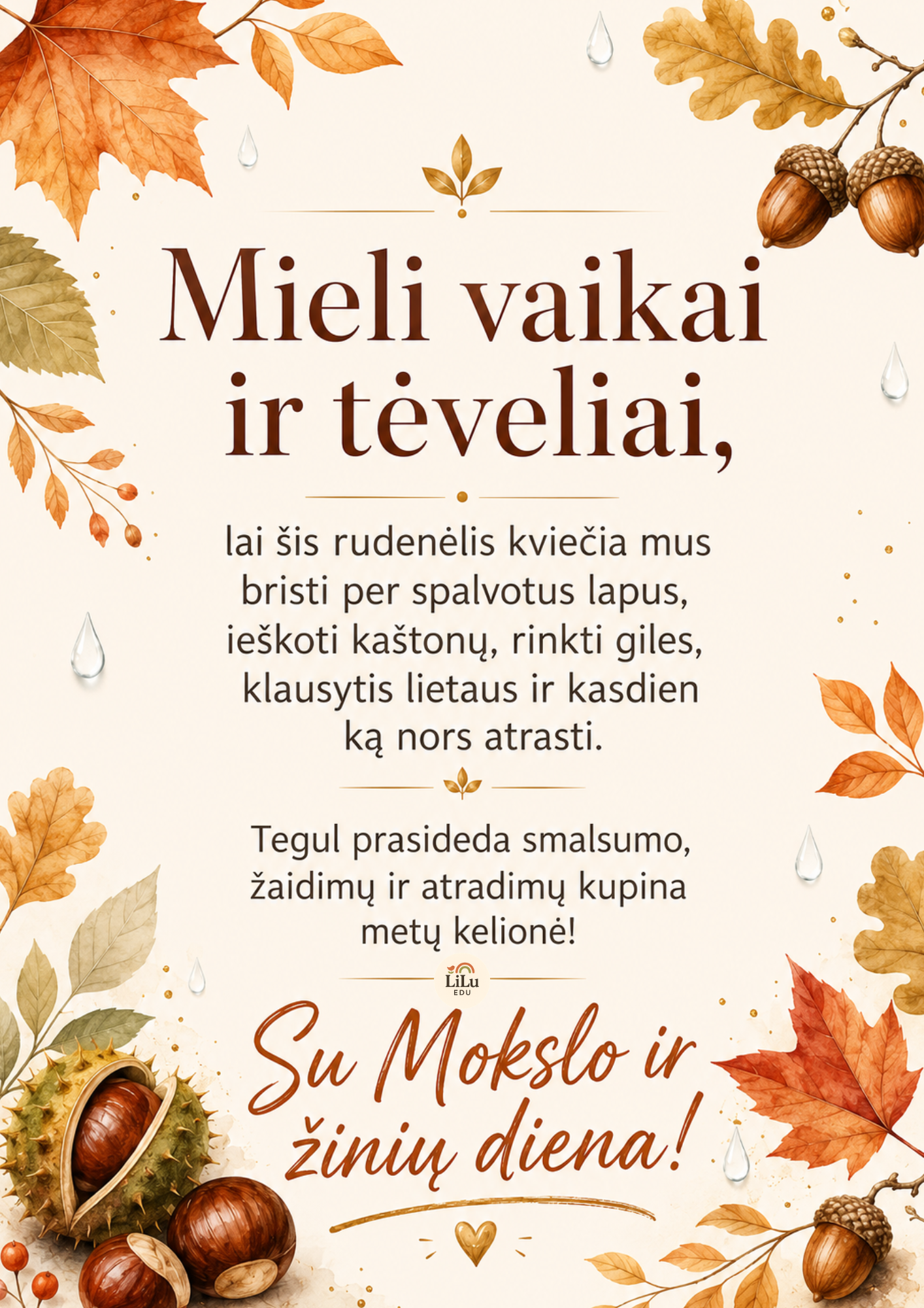Rudeninis sveikinimas „Su Mokslo ir žinių diena!"