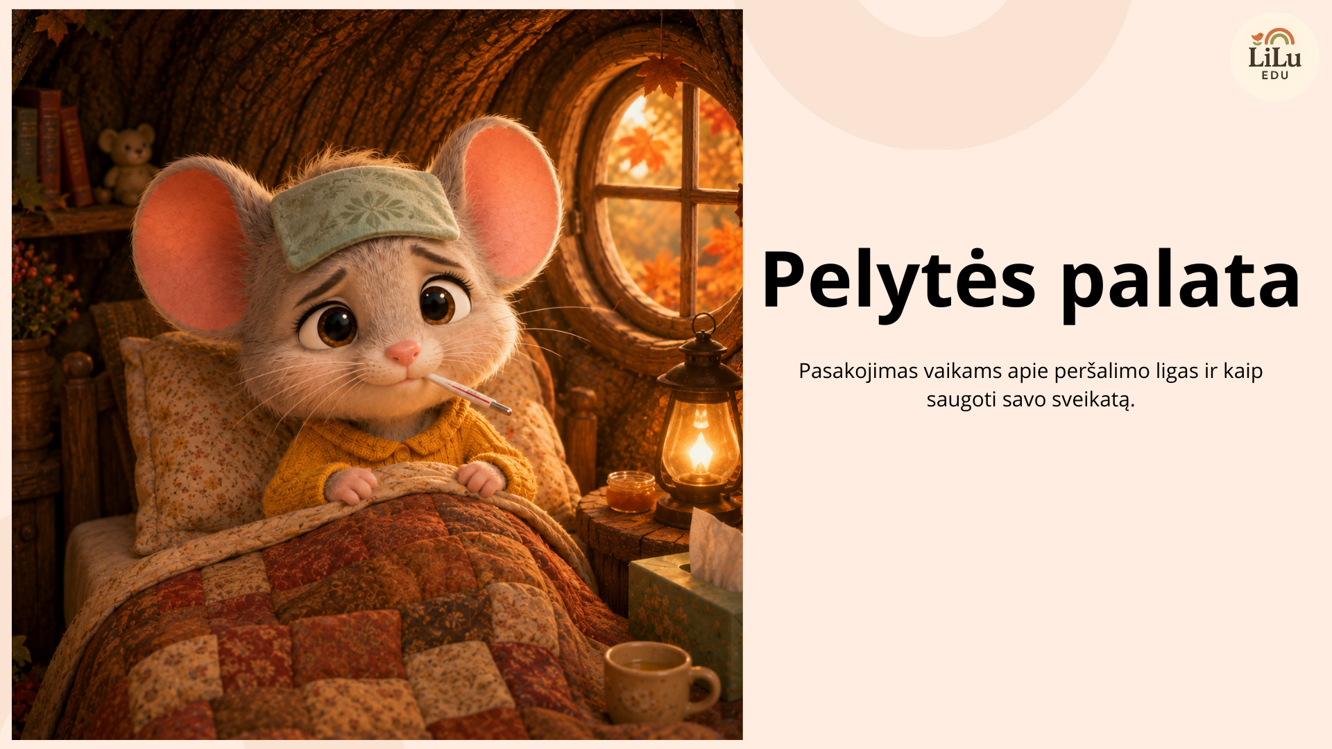 Skaidrės „Pelytės palata“ vaikams apie peršalimo ligas, virusus, rankų higieną ir sveikatos saugojimą.