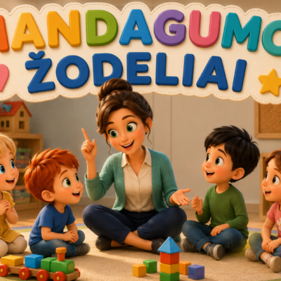 Mandagumo žodeliai vaikams – 21 iliustruota PDF skaidrė apie pasisveikinimą, prašymą, padėką, atsiprašymą ir atsisveikinimą.